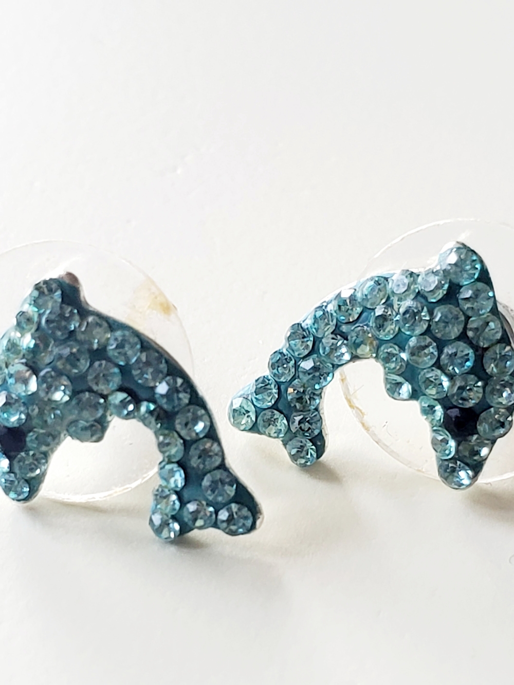 Betsey Johnson Blue Crystal Dolphin Stud Earrings